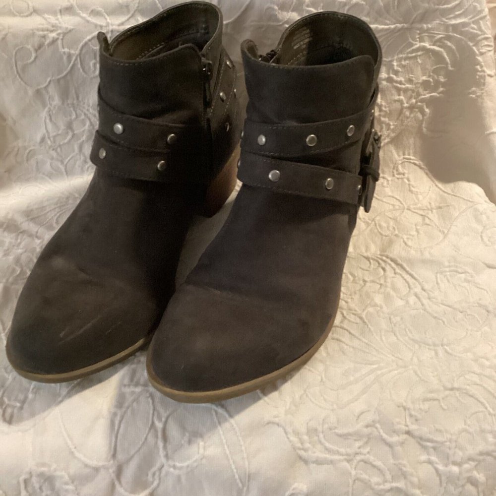 Torrid Brown Booties With Faux Studded Straps Side Zip Size 10